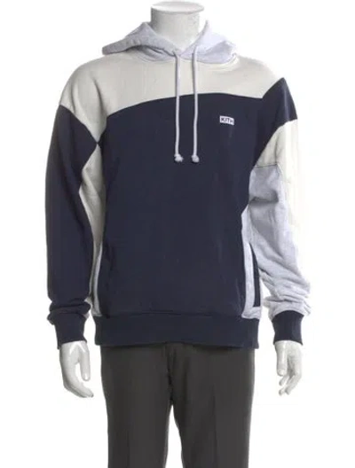 Pre-owned Kith Colorblock Pattern Crew Neck Hoodie In Blue