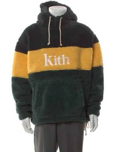 Pre-owned Kith Colorblock Pattern Crew Neck Hoodie In Green