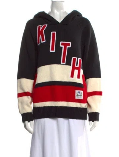 Pre-owned Kith Colorblock Pattern Crew Neck Sweater In Black