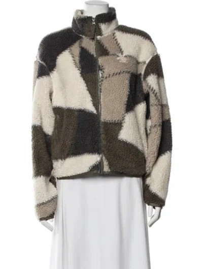 Pre-owned Kith Colorblock Pattern Faux Fur Jacket In Neutral