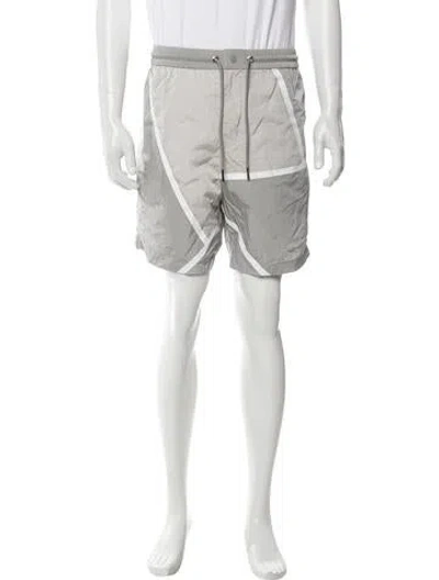 Pre-owned Kith Colorblock Pattern Flat Front Shorts W/ Tags In Gray