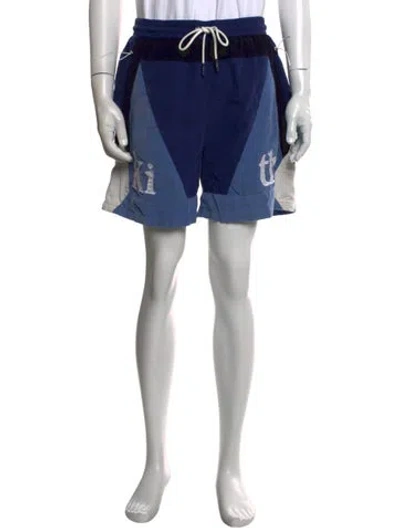 Pre-owned Kith Colorblock Pattern Jogger Shorts In Blue