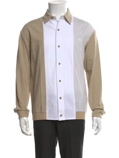 Pre-owned Kith Colorblock Pattern Long Sleeve Shirt In Neutrals
