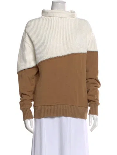 Pre-owned Kith Colorblock Pattern Mock Neck Sweater In Neutral