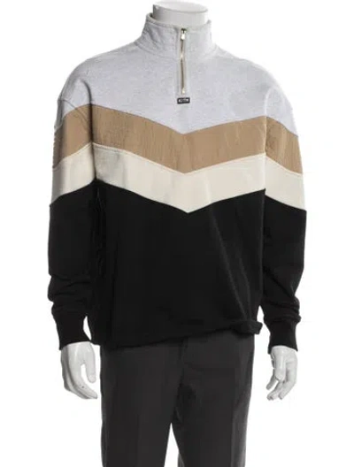 Pre-owned Kith Colorblock Pattern Mock Neck Sweatshirt In Black