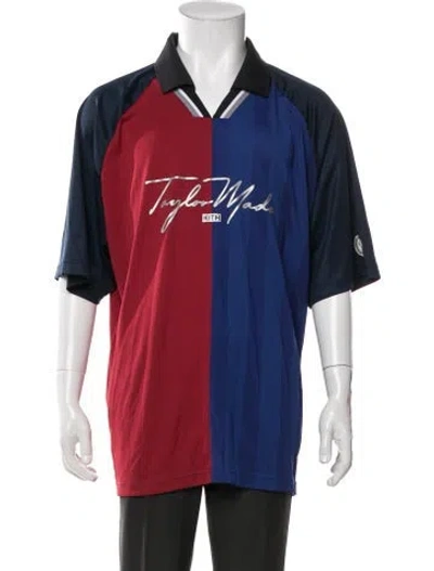 Pre-owned Kith Colorblock Pattern Short Sleeve Shirt In Blue/red