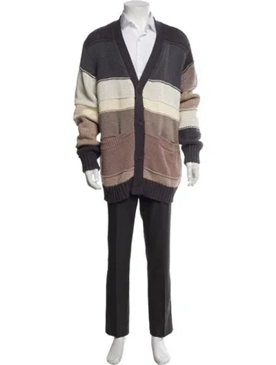 Pre-owned Kith Colorblock Pattern V-neck Cardigan In Purple