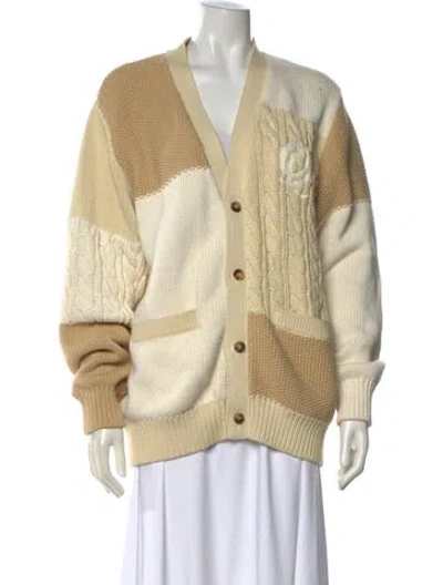 Pre-owned Kith Colorblock Pattern V-neck Sweater In Neutral