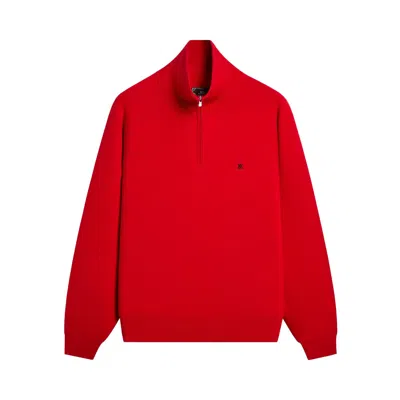 Pre-owned Kith Compact Cotton Knit Javier Quarter Zip Pullover 'fame' | Red | Men's Size S