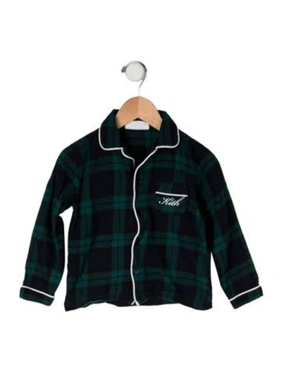 Pre-owned Kith Babies' Cotton Glen Plaid Pajama Shirt In Green