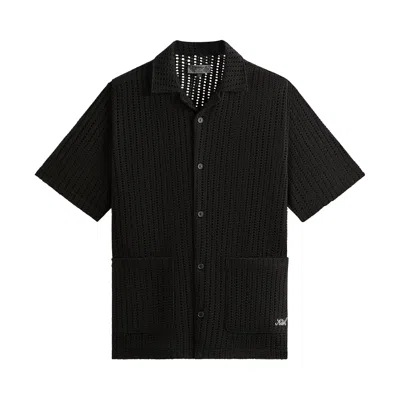 Pre-owned Kith Cotton Mesh Thompson Camp Collar Shirt 'black' | Men's Size Xs