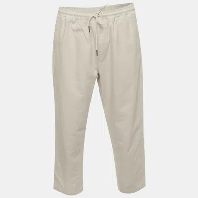 Pre-owned Kith Cream Gabardine Relaxed Fit Sweat Pants L In White