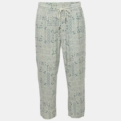 Kith Cream/green Paisley Print Silk Blend Barrow Pants In Gray
