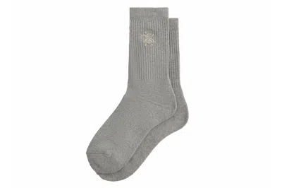 Pre-owned Kith Crest Crew Cotton Socks Heather Grey