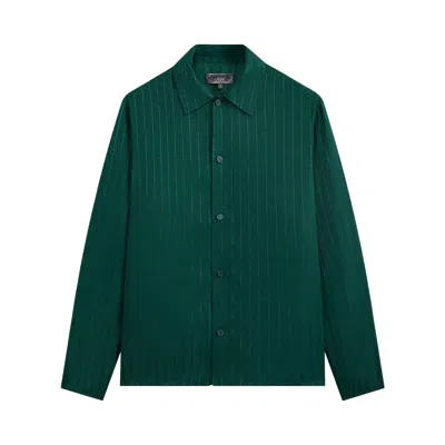 Pre-owned Kith Crest Logo Boxy Collared Overshirt 'fairway' | Green | Men's Size Xs