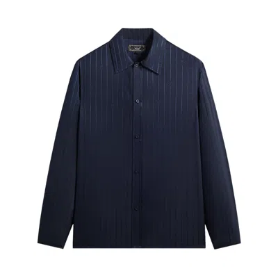 Pre-owned Kith Crest Logo Long Sleeve Boxy Collared Overshirt 'nocturnal' | Black | Men's Size L