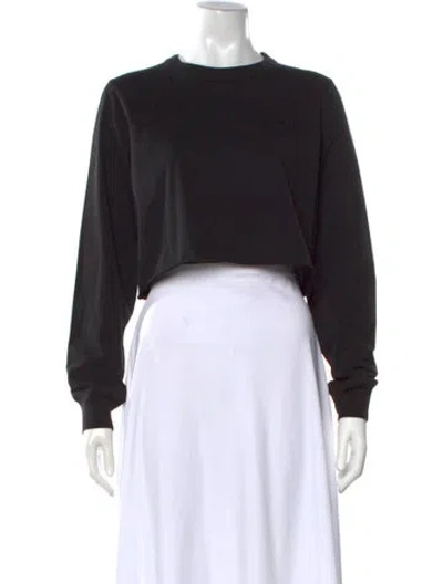 Pre-owned Kith Crew Neck Long Sleeve Crop Top In Black