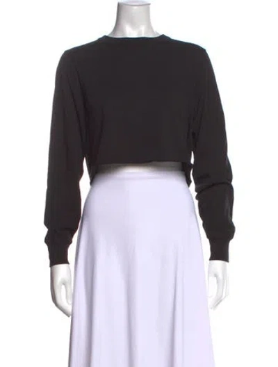 Pre-owned Kith Crew Neck Long Sleeve Crop Top In Black