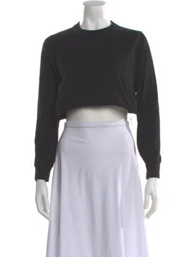 Pre-owned Kith Crew Neck Long Sleeve Crop Top In Blue