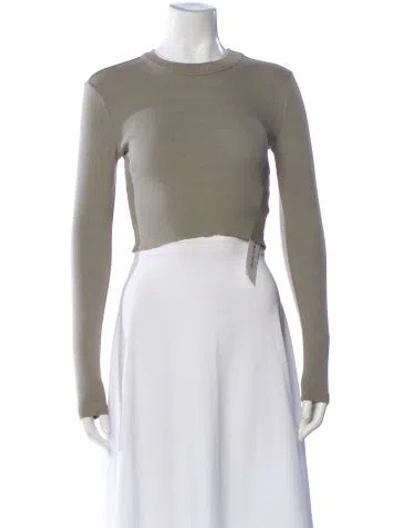 Pre-owned Kith Crew Neck Long Sleeve Crop Top In Brown