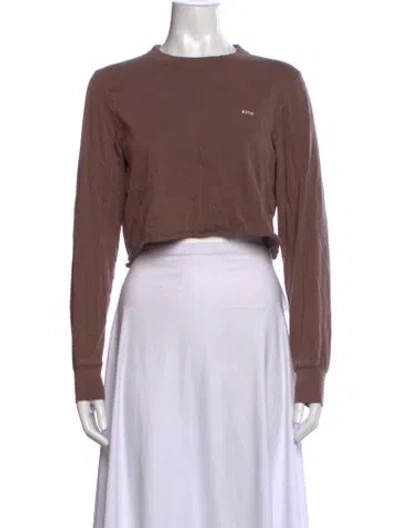 Pre-owned Kith Crew Neck Long Sleeve Crop Top In Brown