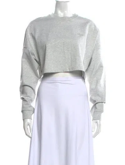 Pre-owned Kith Crew Neck Long Sleeve Crop Top In Gray