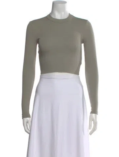 Pre-owned Kith Crew Neck Long Sleeve Crop Top In Gray