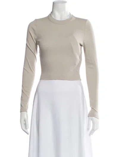 Pre-owned Kith Crew Neck Long Sleeve Crop Top In Green