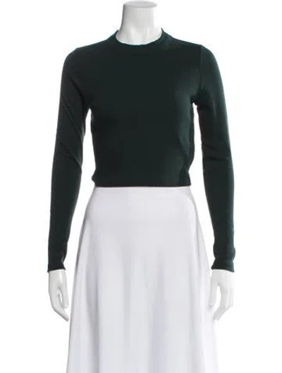 Pre-owned Kith Crew Neck Long Sleeve Crop Top In Green