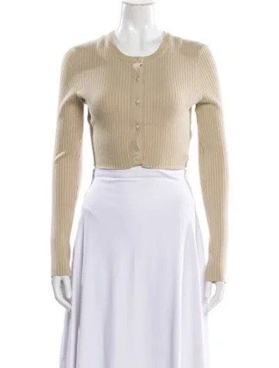 Pre-owned Kith Crew Neck Long Sleeve Crop Top In Neutral