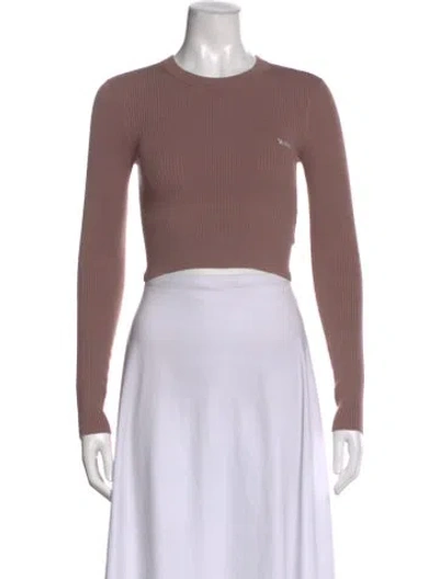 Pre-owned Kith Crew Neck Long Sleeve Crop Top In Pink