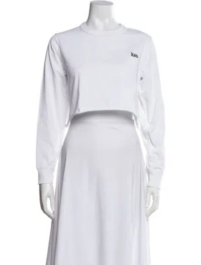 Pre-owned Kith Crew Neck Long Sleeve Crop Top In White