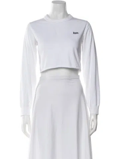 Pre-owned Kith Crew Neck Long Sleeve Crop Top In White
