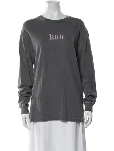 Pre-owned Kith Crew Neck Long Sleeve Top In Gray