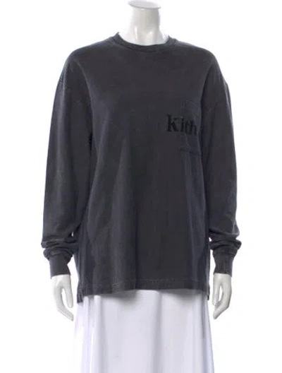 Pre-owned Kith Crew Neck Long Sleeve T-shirt In Gray