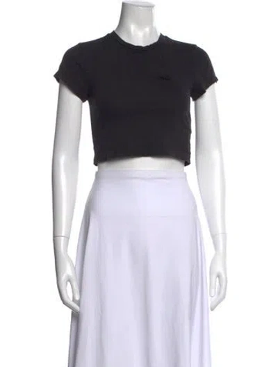 Pre-owned Kith Crew Neck Short Sleeve Crop Top In Black/white
