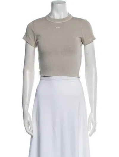 Pre-owned Kith Crew Neck Short Sleeve Crop Top In Brown