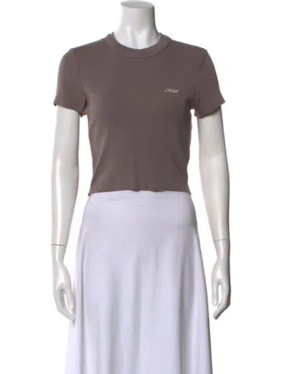 Pre-owned Kith Crew Neck Short Sleeve Crop Top In Gray