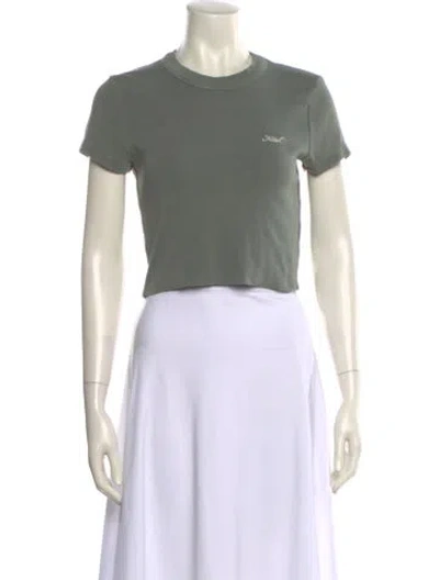 Pre-owned Kith Crew Neck Short Sleeve Crop Top In Gray