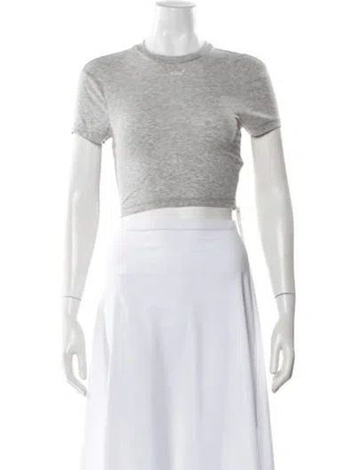 Pre-owned Kith Crew Neck Short Sleeve Crop Top In Gray