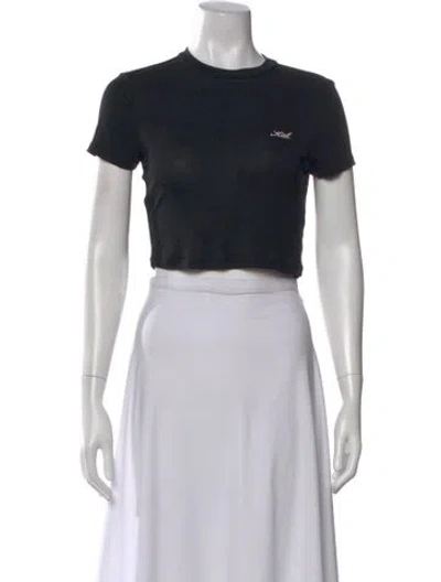 Pre-owned Kith Crew Neck Short Sleeve Crop Top In Gray