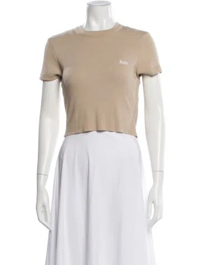 Pre-owned Kith Crew Neck Short Sleeve Crop Top In Neutral