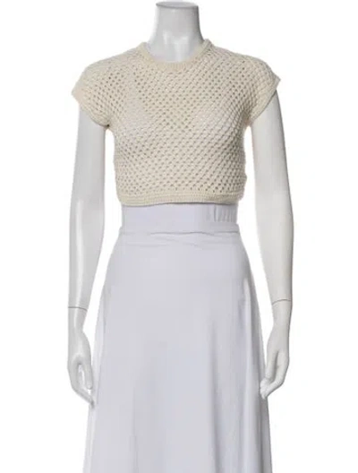 Pre-owned Kith Crew Neck Short Sleeve Crop Top In Neutrals