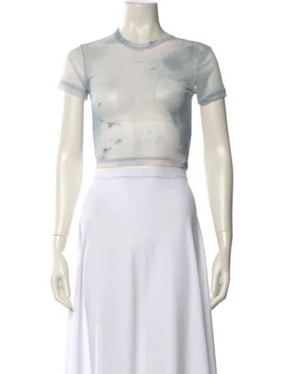 Pre-owned Kith Crew Neck Short Sleeve Crop Top W/ Tags In Blue