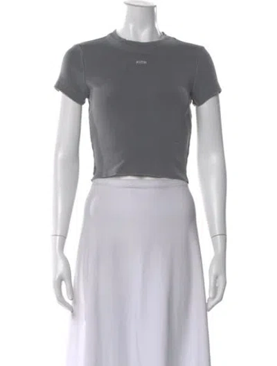 Pre-owned Kith Crew Neck Short Sleeve Crop Top In White