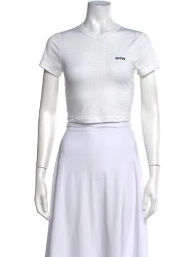 Pre-owned Kith Crew Neck Short Sleeve Crop Top In White