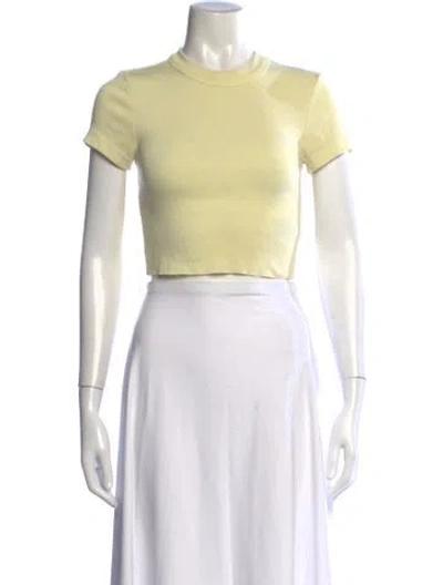 Pre-owned Kith Crew Neck Short Sleeve Crop Top In Yellow