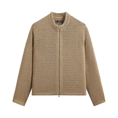 Pre-owned Kith Crochet Luke Zip Front Sweater 'durum' | Tan | Men's Size Xs In Brown