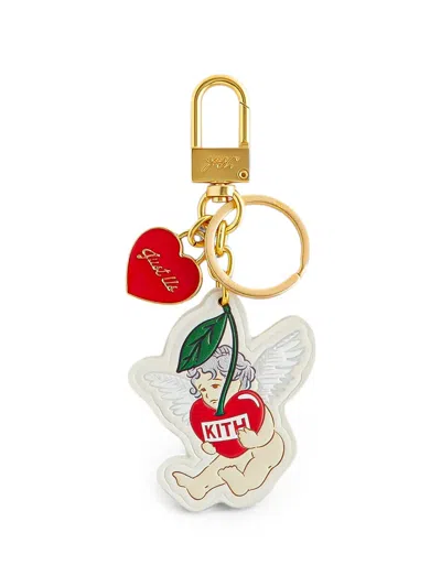 Kith Cupid Printed Leather Key Charm In Multi