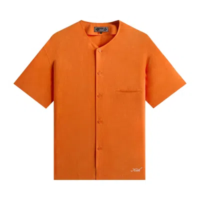 Pre-owned Kith Cupro Linen Caelan Shirt 'tiger' | Orange | Men's Size Xl